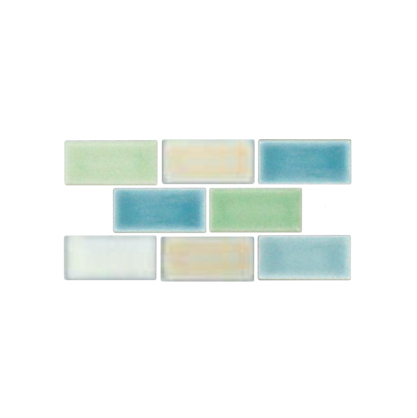 Set of rectangular color swatches in green and blue tones