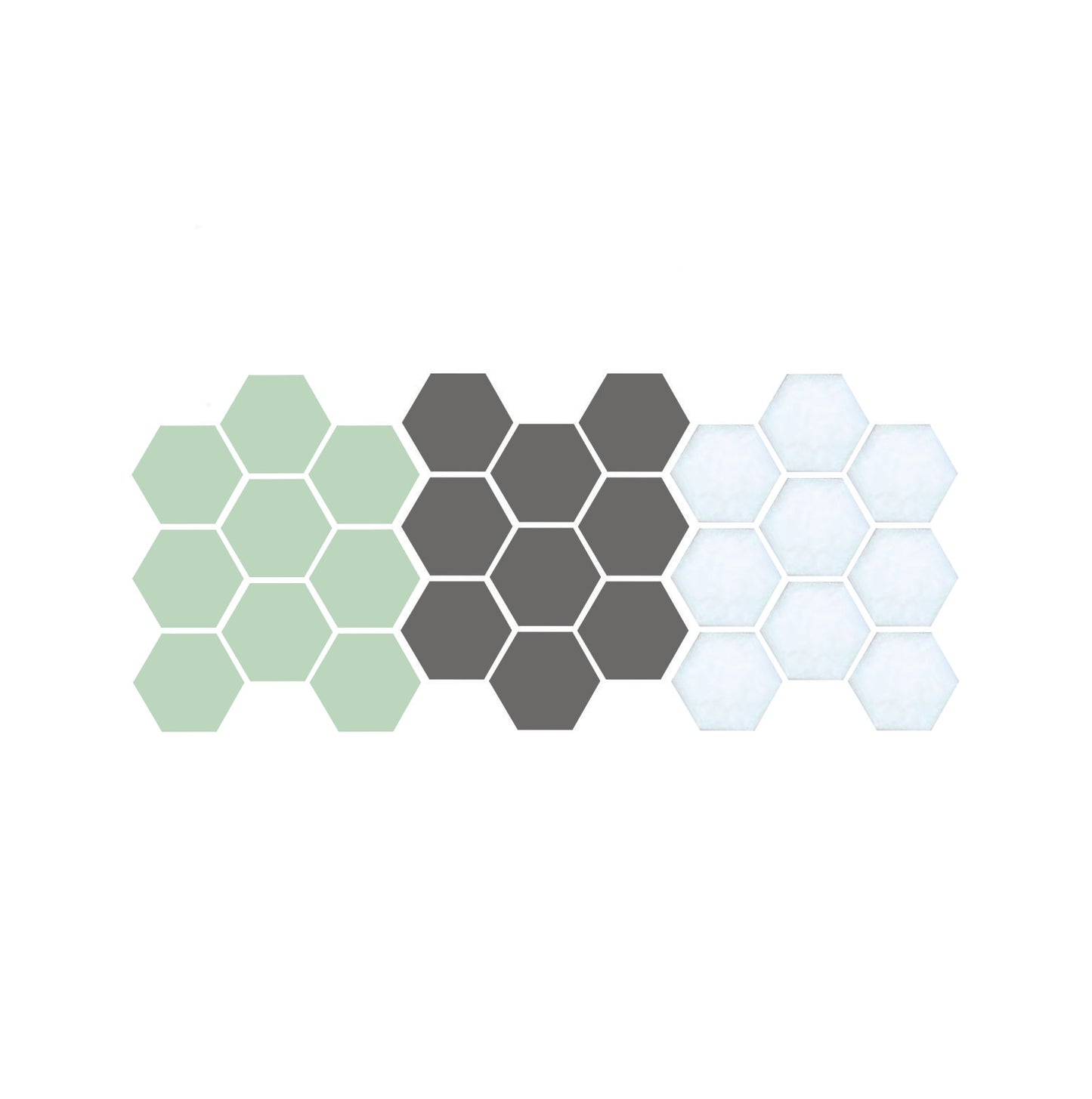Pinnacle Hexagon Patterns color Sample Pistachio Green/Slate Gray on Satin White