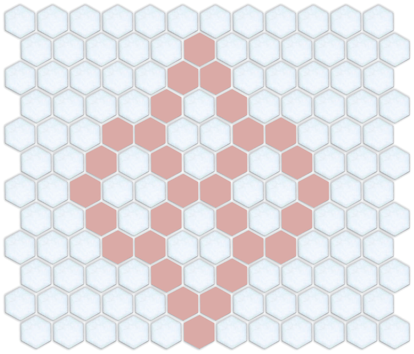 Flat lay of Follas hex tiles arranged in a clean grid pattern