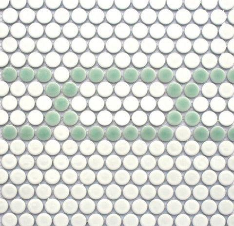 White & Mint Penny Tile Mosaic Pattern - Linked