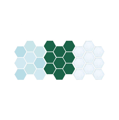 Pinnacle Hexagon Patterns color Sample Arctic Blue/Forest Green Satin White