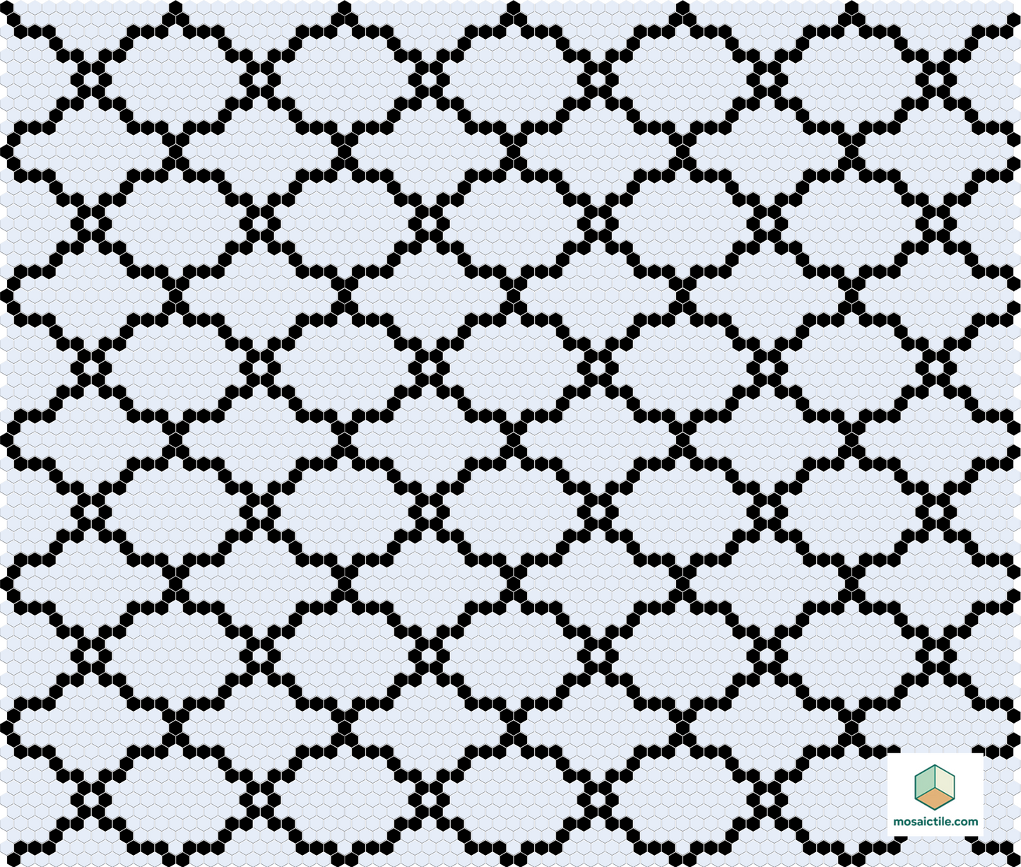Mosaic tile pattern with black and white design