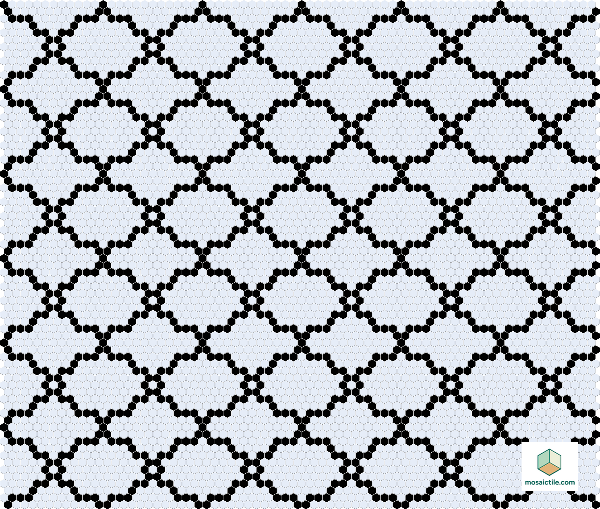 Mosaic tile pattern with black and white design