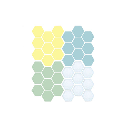 Butter, pistachio, glacier, and satin white pattern colors.