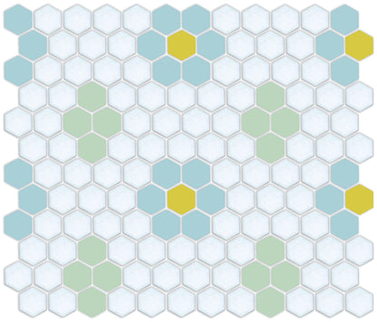 Bumblebee/Pistachio/Glacier on Satin White