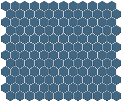 Flat lay of hexagonal mosaic sheets in a modern style Egypt Blue Color