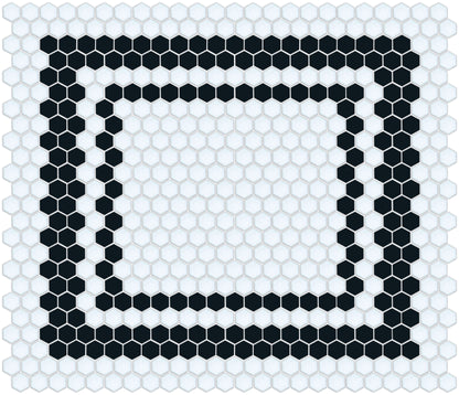 Fila hexagon border porcelain mosaic tile detail