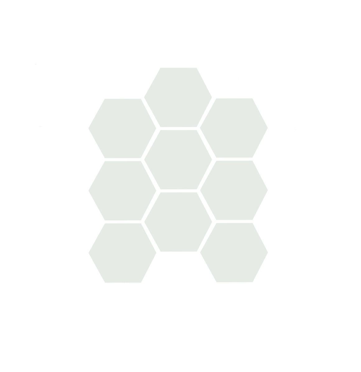 A sheet of unglazed porcelain hexagon tiles in gray color, arranged in a honeycomb pattern.