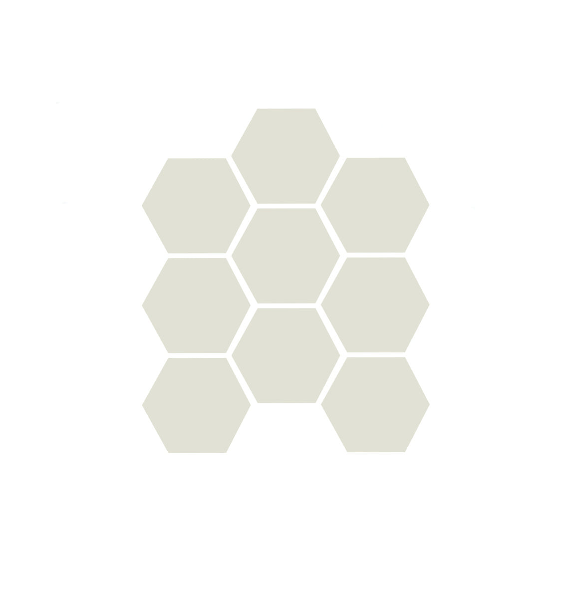 A sheet of unglazed porcelain hexagon tiles in gray color, arranged in a honeycomb pattern.