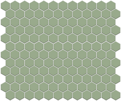 Hexagon mosaic tile surface with crafted detailing Juniper Green Color