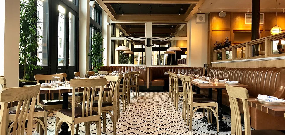 Restaurant dining area with modified Modage Pinnacle Hexagon Pattern