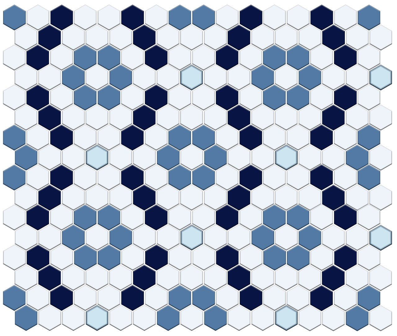 Kismet hexagon mosaic decorative tile pattern - Destin option.