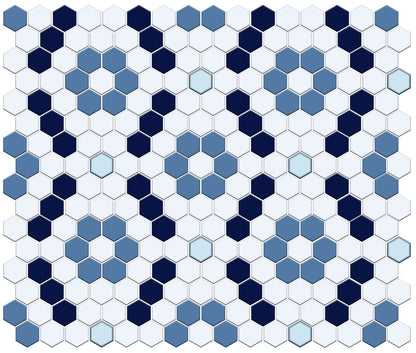 Kismet hexagon mosaic decorative tile pattern - Destin option.