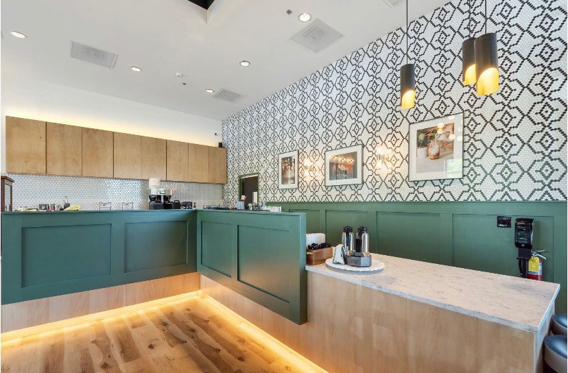 Monarch Pinnacle Hexagon Pattern on coffee shop feature wall