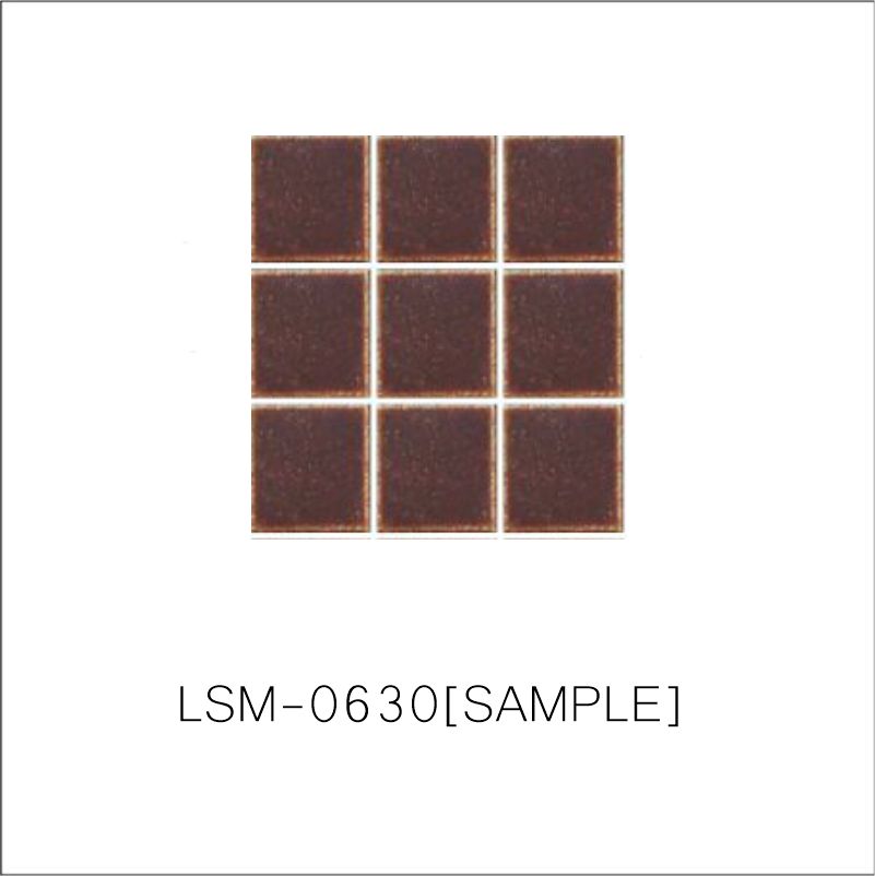 A sheet of square porcelain tiles with a glazed brown finish, arranged in a mosaic pattern.