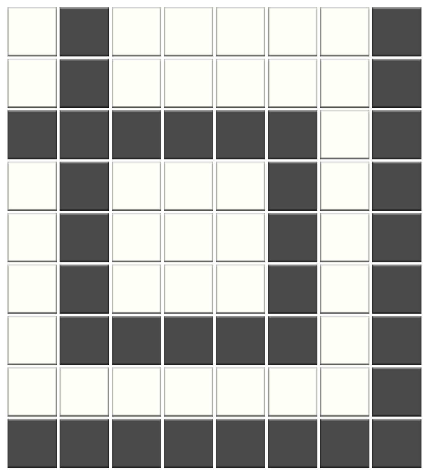 1x1 unglazed porcelain square tiles in charcoal on ivory