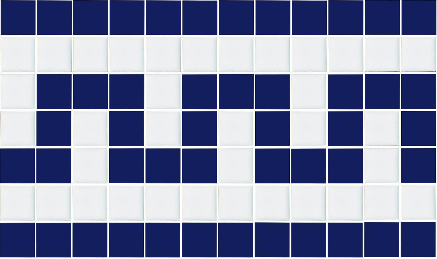 Greek Key Step Border Prussia Blue on White