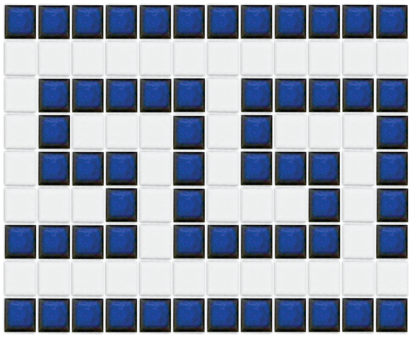 Greek Key Border Lyric Glazed Square  wave blue on white