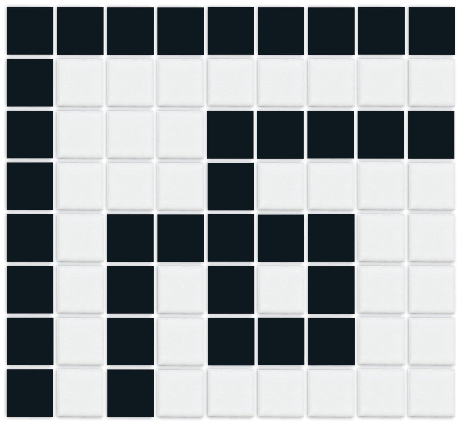 Matte Craftsman Squares, Greek Key Exterior Corner, Black and White