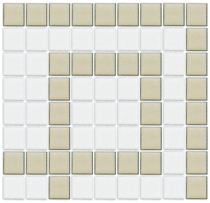 Greek Key Border Lyric Glazed Square Ease tan on white