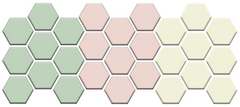Margherita Pinnacle Hexagon Pattern Sample, Pistachio, Cherry Blossom & Parchment
