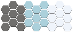 Margherita Pinnacle Hexagon Pattern Sample, Glacier Blue, Slate Gray & White