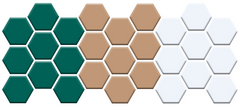 Margherita Pinnacle Hexagon Pattern Sample, Emerald, Calfskin Brown & White