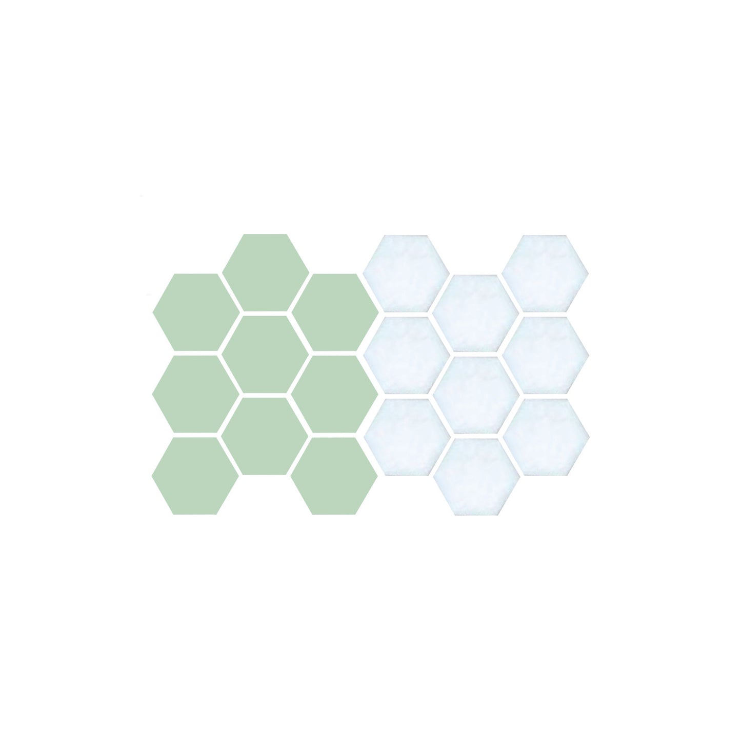 Snowflake, Pinnacle Hexagon Pattern Sample, Pistachio and White
