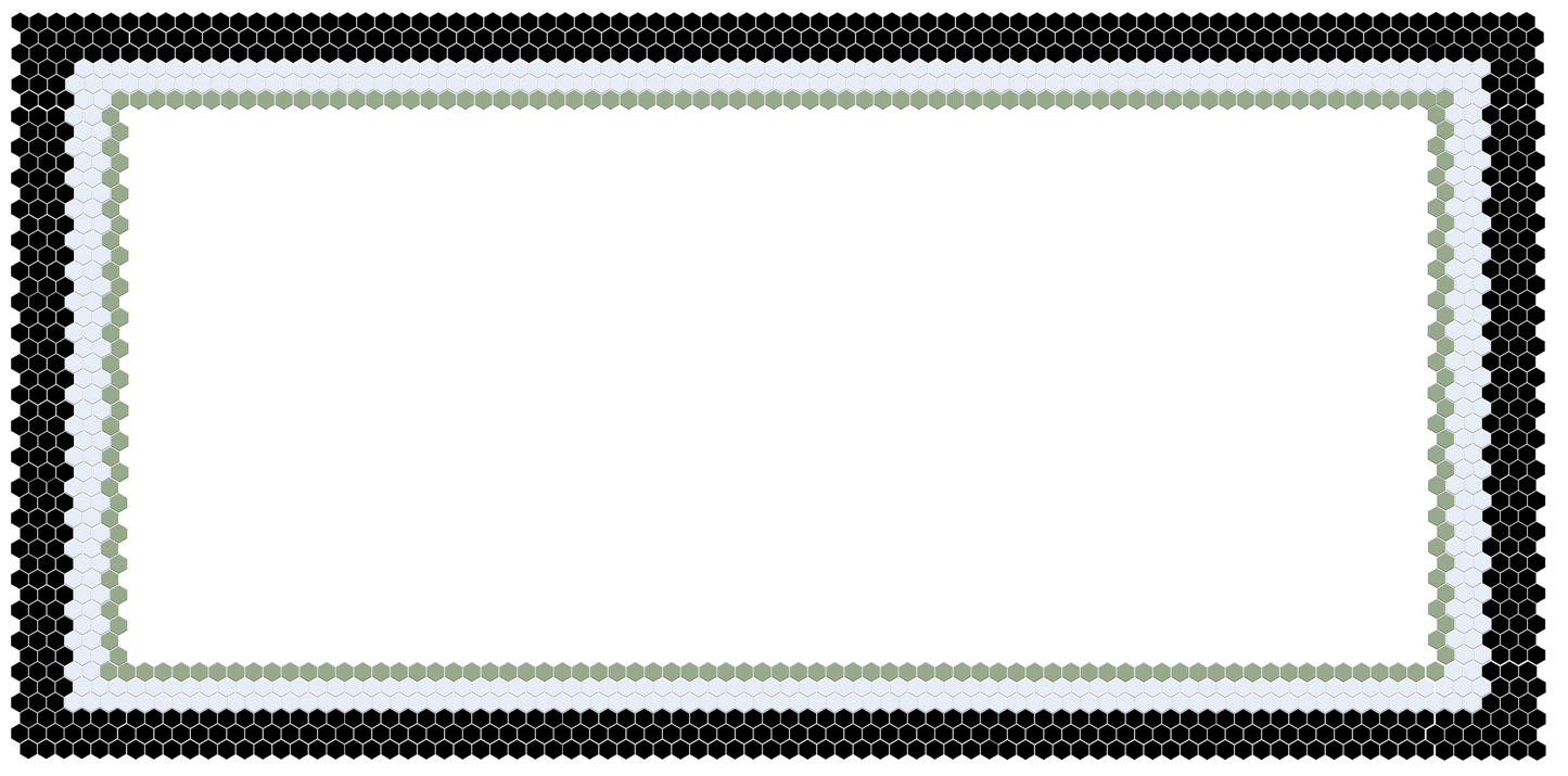 Decorative border with black and silver design on a white background
