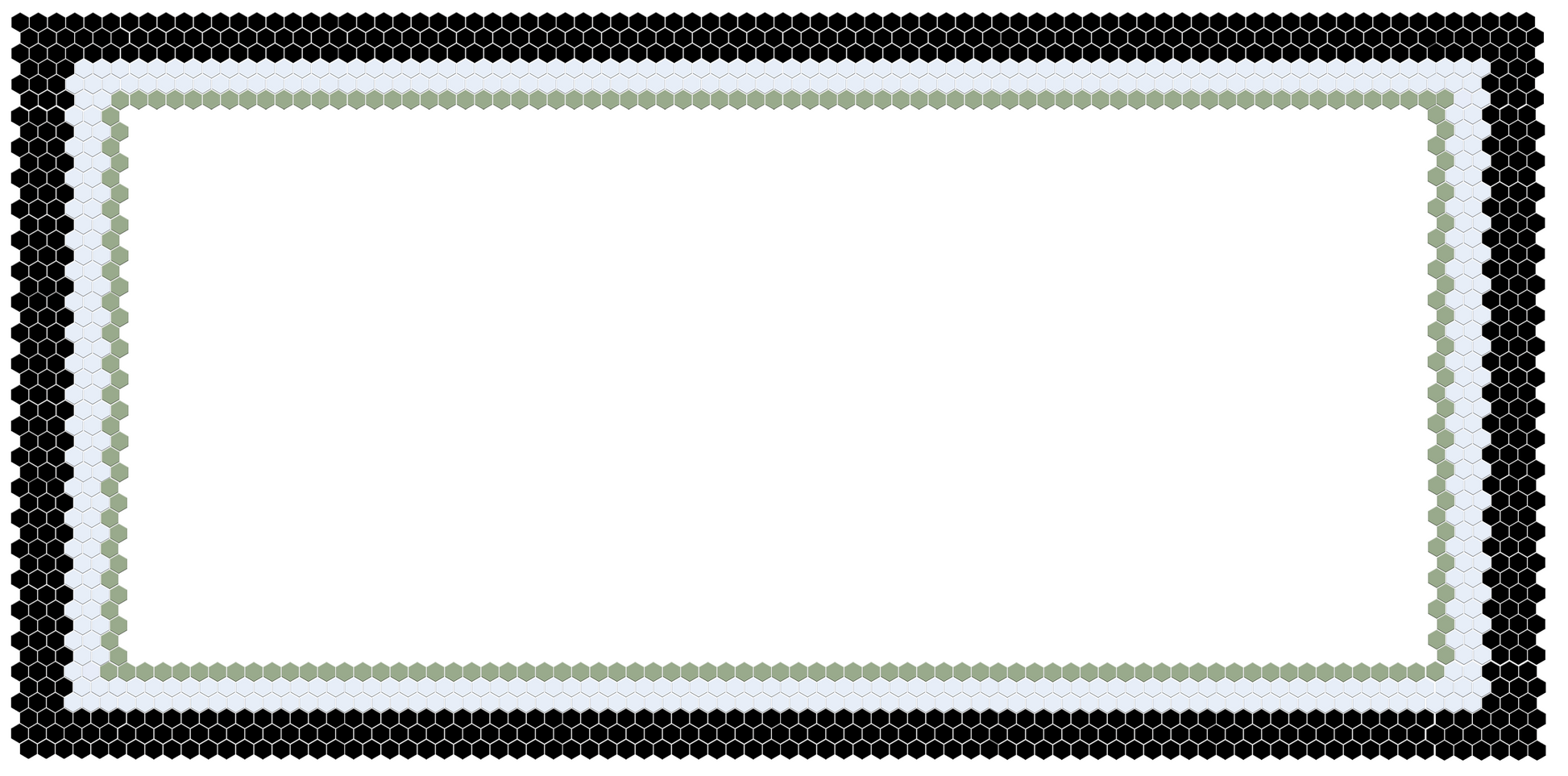 Decorative border with black and silver design on a white background