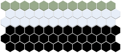 Hexagonal tiles in green, white, and black patterns