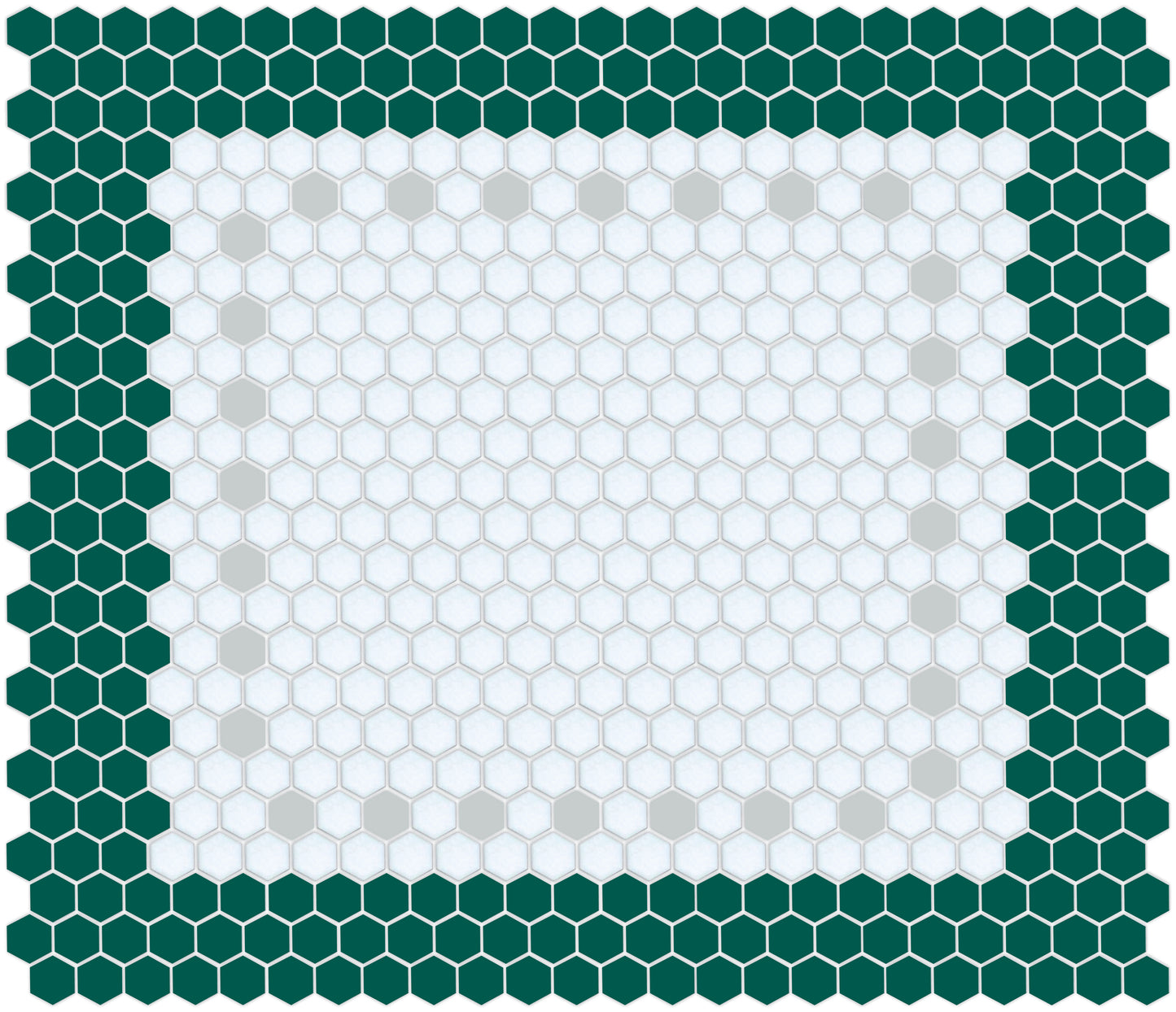 Hexagonal tile pattern with green border