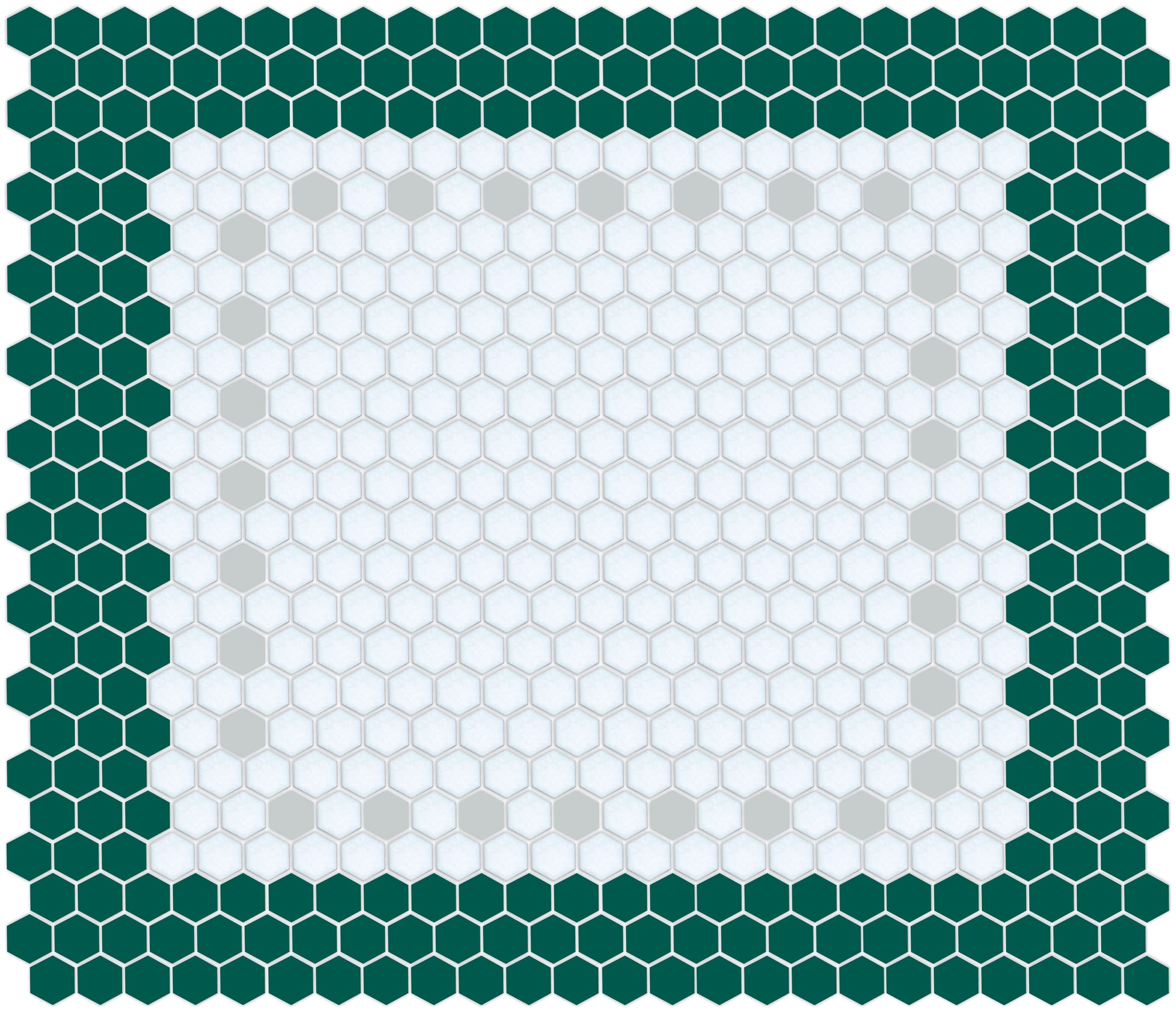 Hexagonal tile pattern with green border