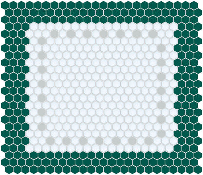 Hexagonal tile pattern with green border