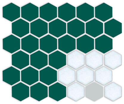 Hexagonal tile pattern with green and white colors on a white background