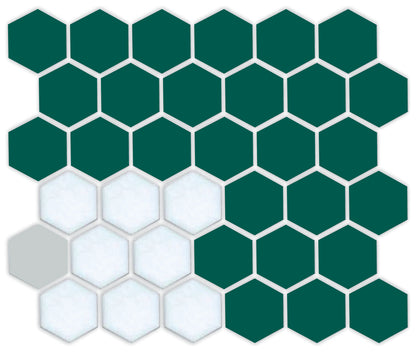 Hexagonal tile pattern with green and white colors on a white background