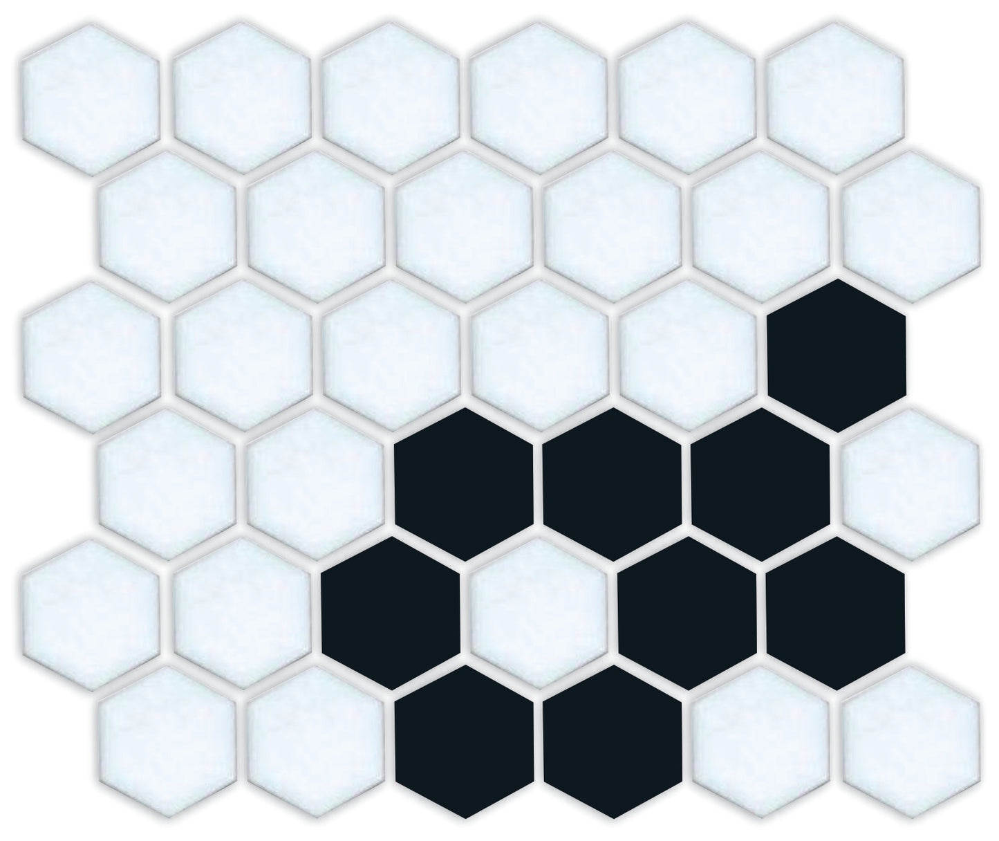 A hexagon tile in a Daisy chain corner border pattern