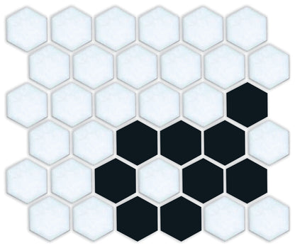 A hexagon tile in a Daisy chain corner border pattern