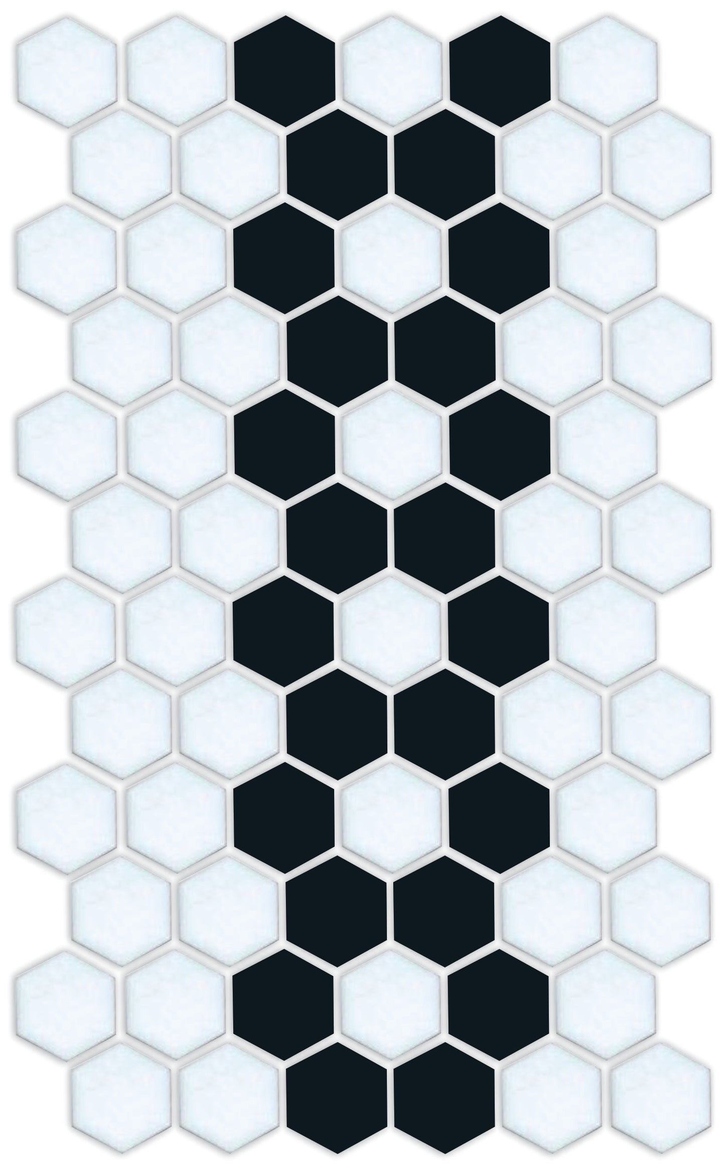 A black and white hexagon tile offset border pattern