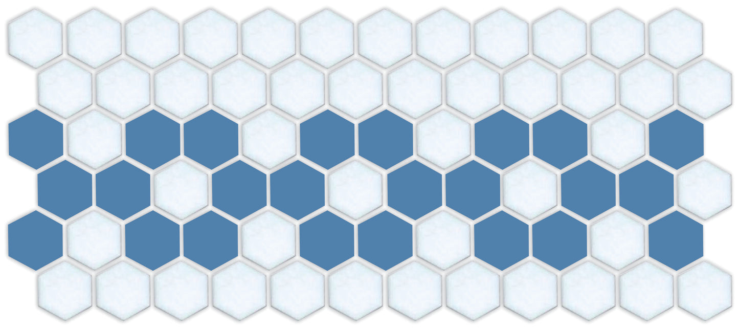 A hexagon tile in a Daisy chain straight border pattern