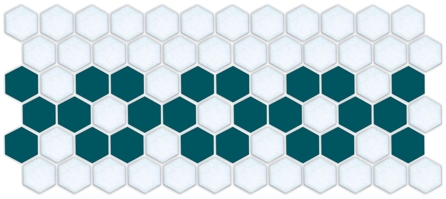 A hexagon tile in a Daisy chain straight border pattern