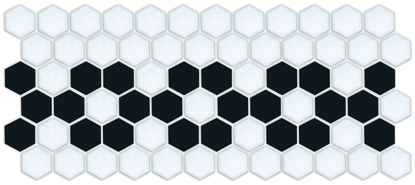 A hexagon tile in a Daisy chain straight border pattern