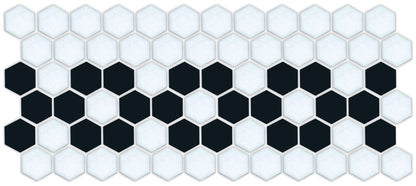 A hexagon tile in a Daisy chain straight border pattern