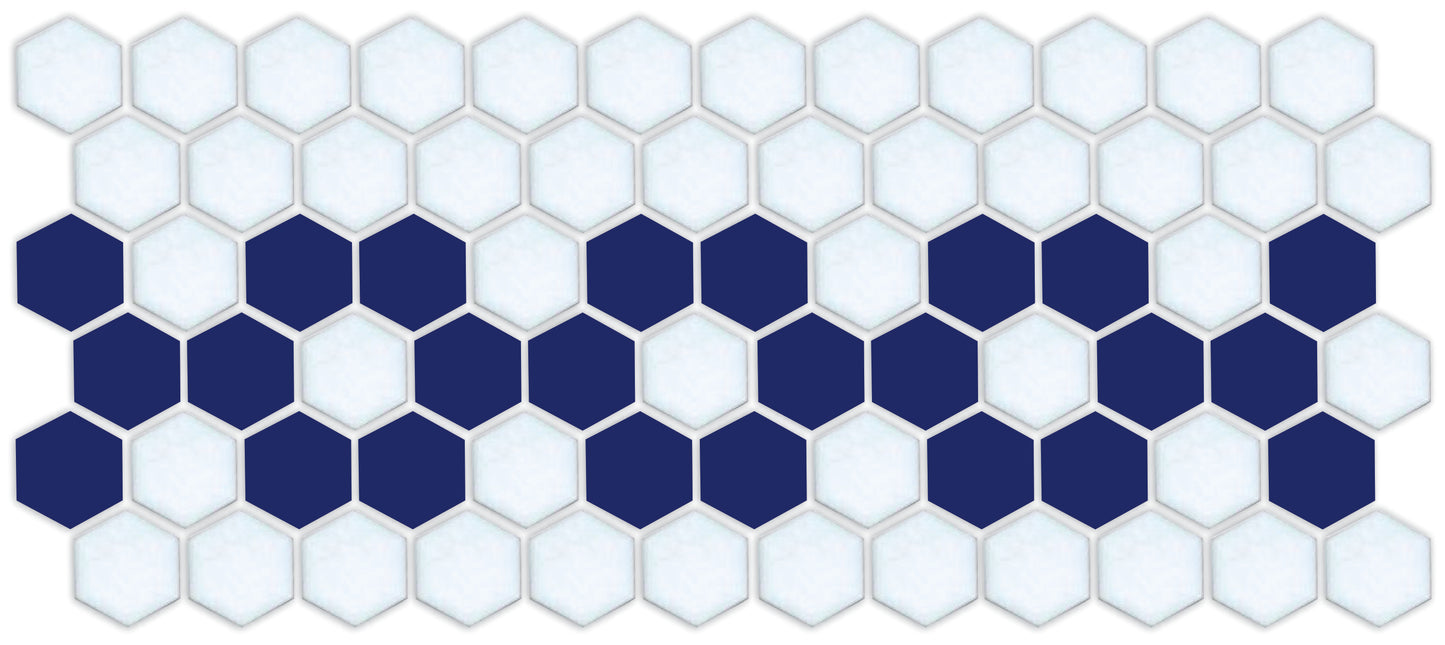 A hexagon tile in a Daisy chain straight border pattern