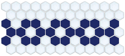 A hexagon tile in a Daisy chain straight border pattern