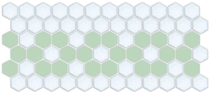 A hexagon tile in a Daisy chain straight border pattern