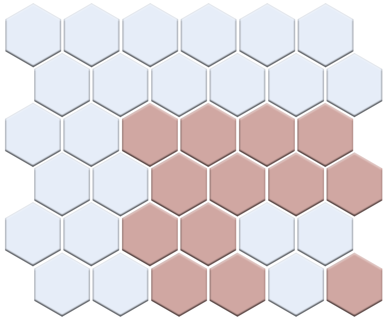 Fila hexagon border porcelain mosaic tile detail - Turkish Rose on Satin White option