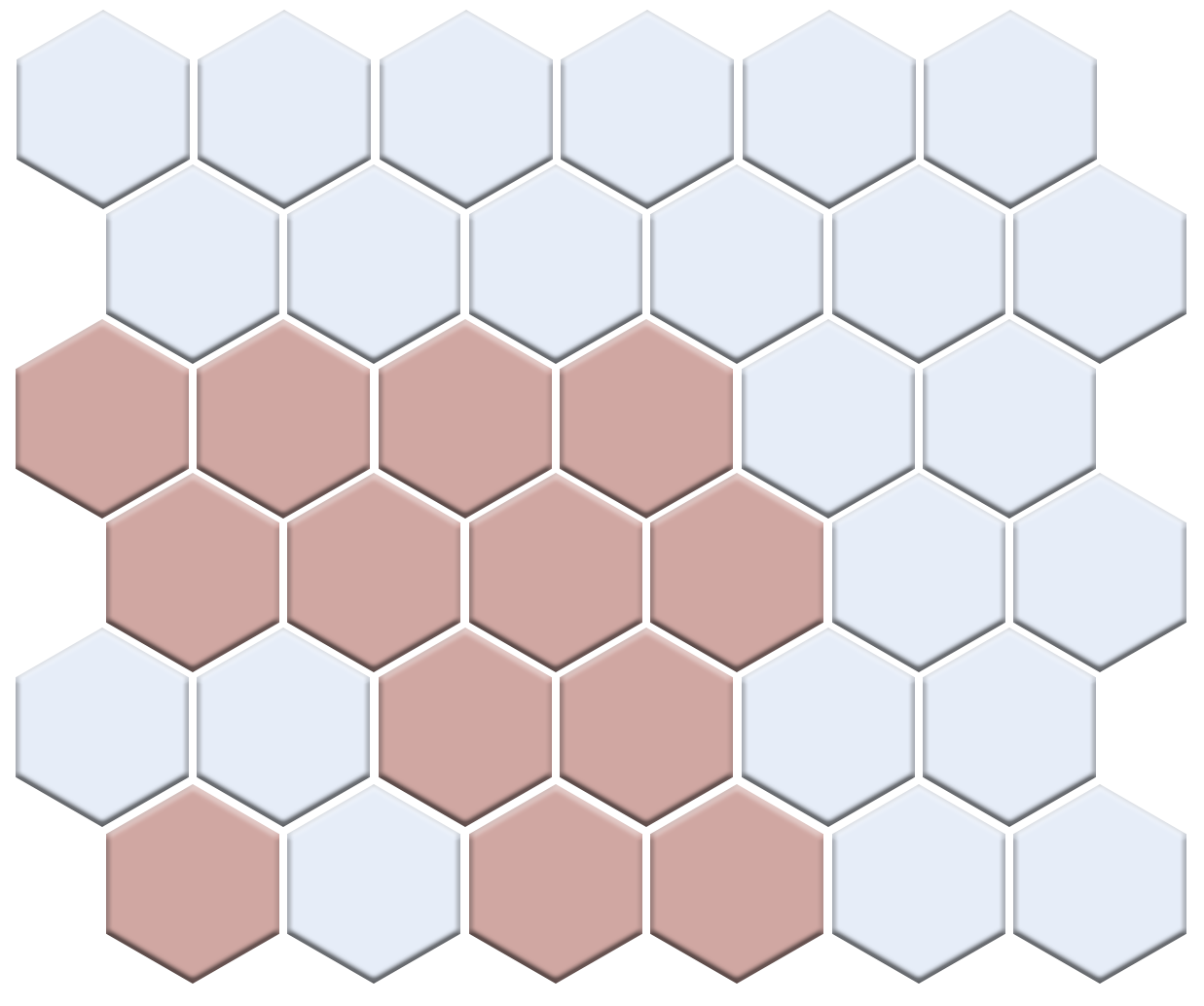 Fila hexagon border porcelain mosaic tile detail - Turkish Rose on Satin White option