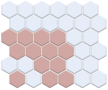 Fila hexagon border porcelain mosaic tile detail - Turkish Rose on Satin White option