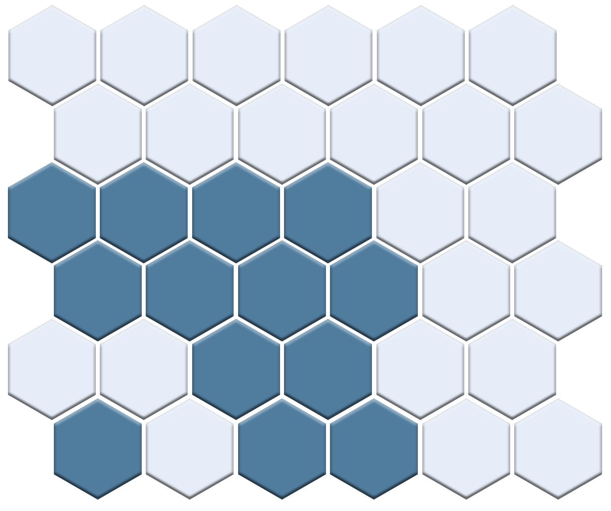 Fila hexagon border porcelain mosaic tile detail - Egypt Blue on Satin White option